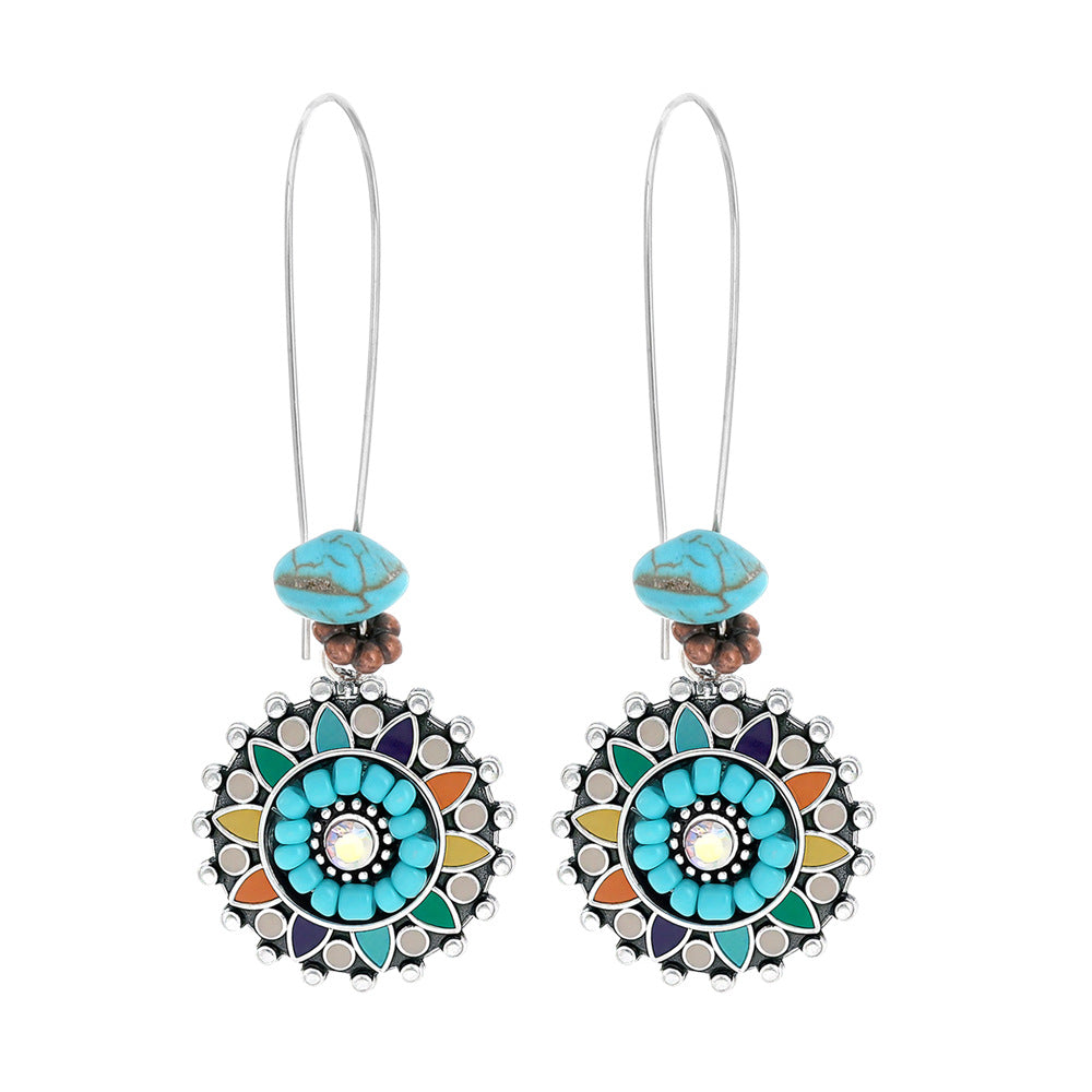 Wholesale Ethnic Style Geometric Acrylic Turquoise Earrings for Women Fashion Jewelry