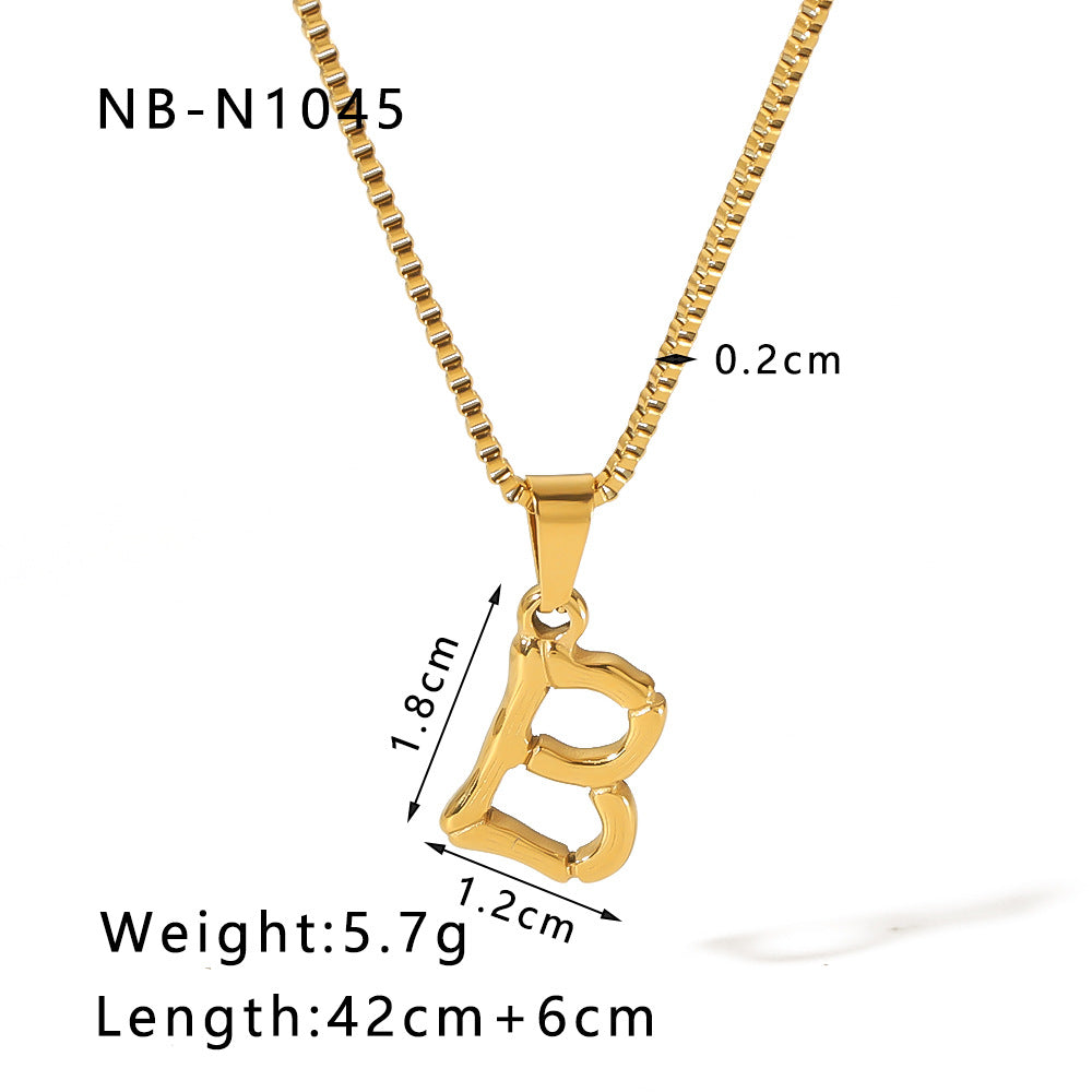 Großhandel geometrische geometrische Titan -Stahl mit 18 Karat Gold Fashion Metall Letter Halskette ausgestattet