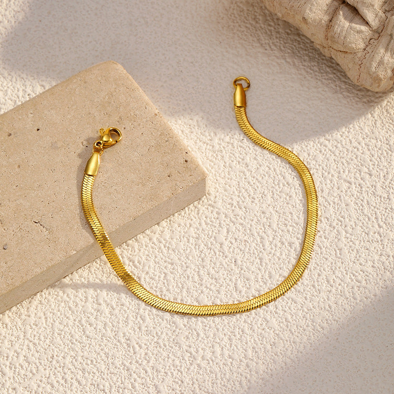 Wholesale electroplated gold snake bone chain  stainless steel Bracelet