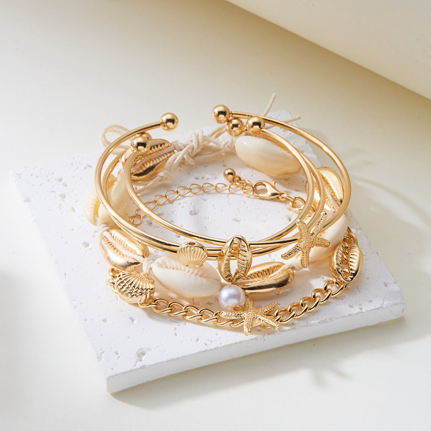 Wholesale  Bohemian Turtle Shell Starfish Hand Rope Combination suit