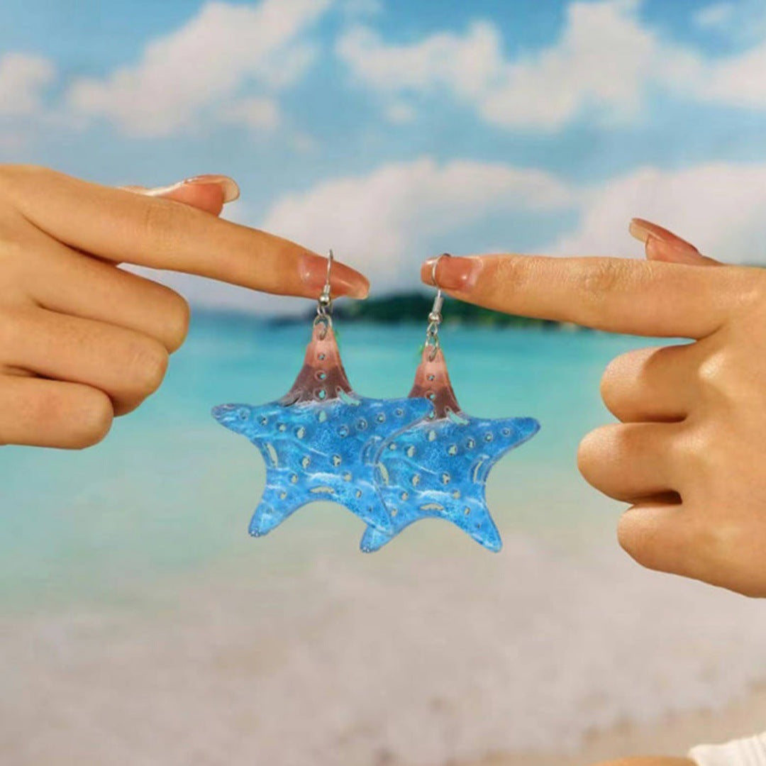 Wholesale Acrylic ocean-themed starfish and turtle pendant earrings