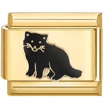 Wholesale Italian Charm Bracelet 9mm DIY Splicing Peach Blossom Black Cat Stainless Steel Composable Bracelet