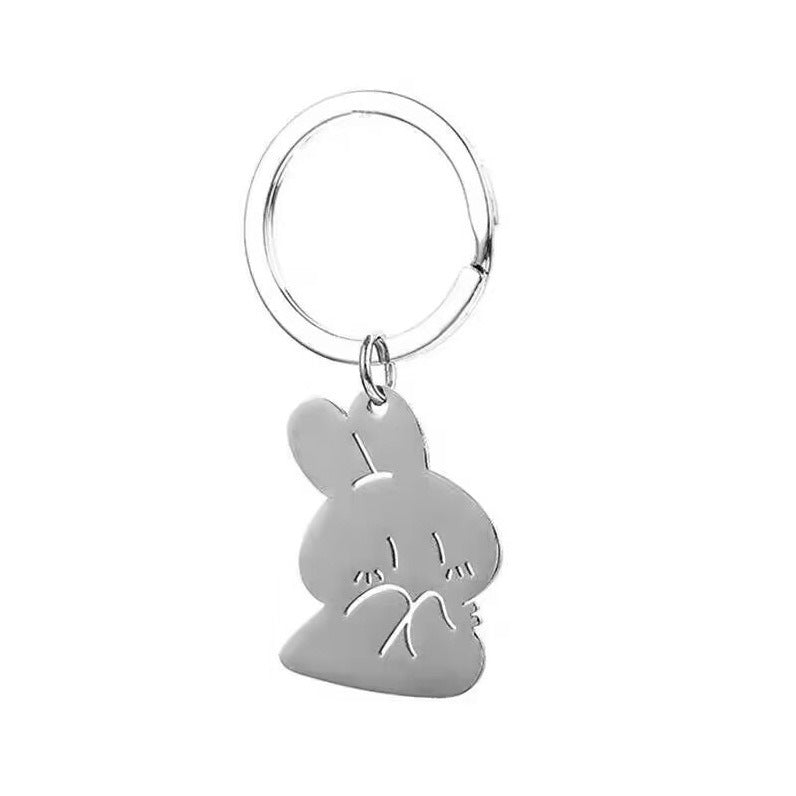 Wholesale rabbit carrot titanium steel pendant keychain