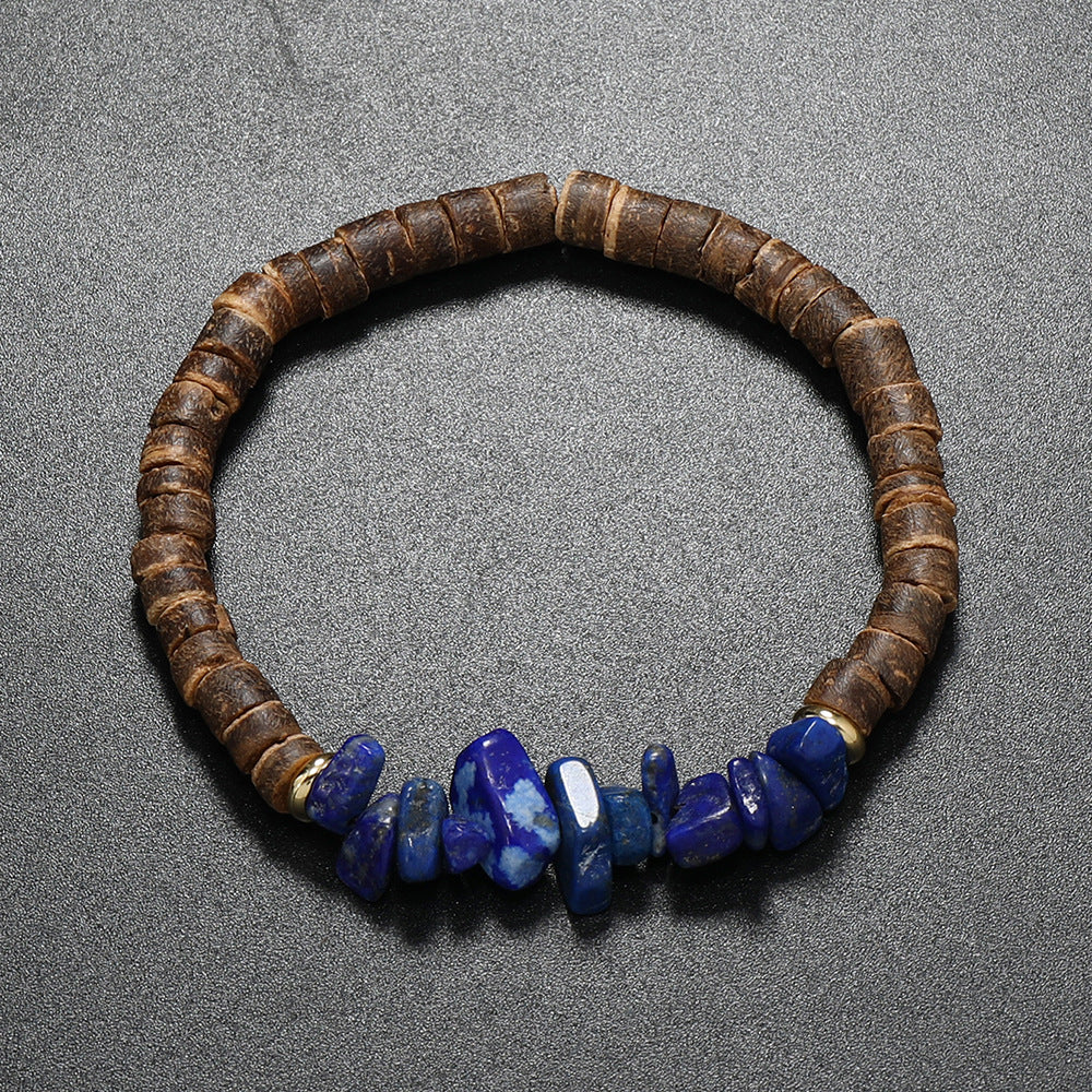 Wholesale 3pcs nut Shell Wood Bead Turquoise Bracelet