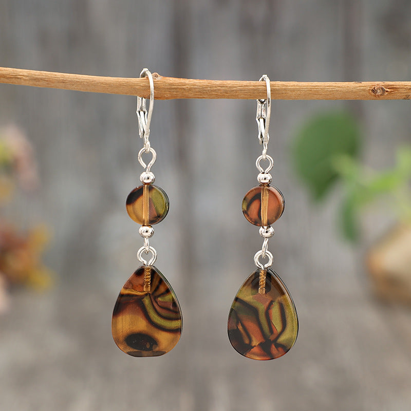 Wholesale  Retro Drop-Shaped Spliced Disc Acrylic Simple Earrings