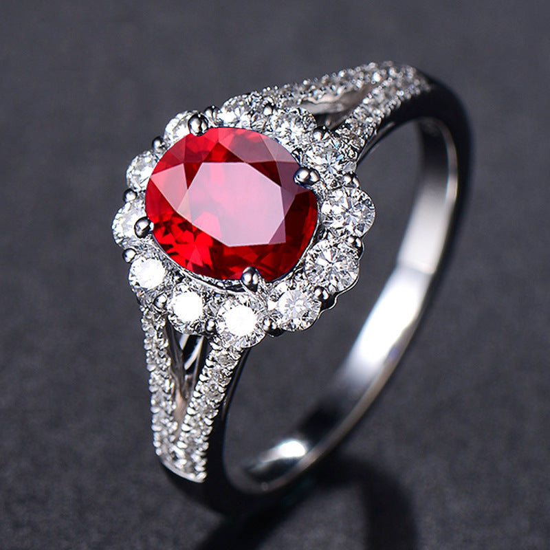 Wholesale Fashion Adjustable Imitation Ruby Cluster Ring Copper Jewelry Accessory