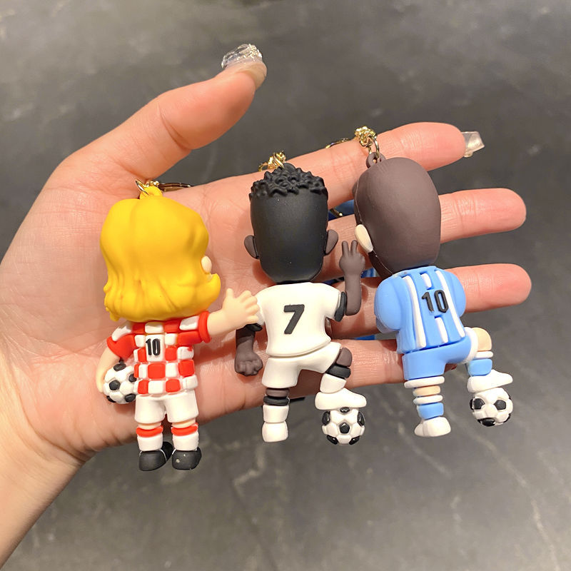 Wholesale World Cup Stars PVC Keychain Figurine Car Key Accessory for Football Fans