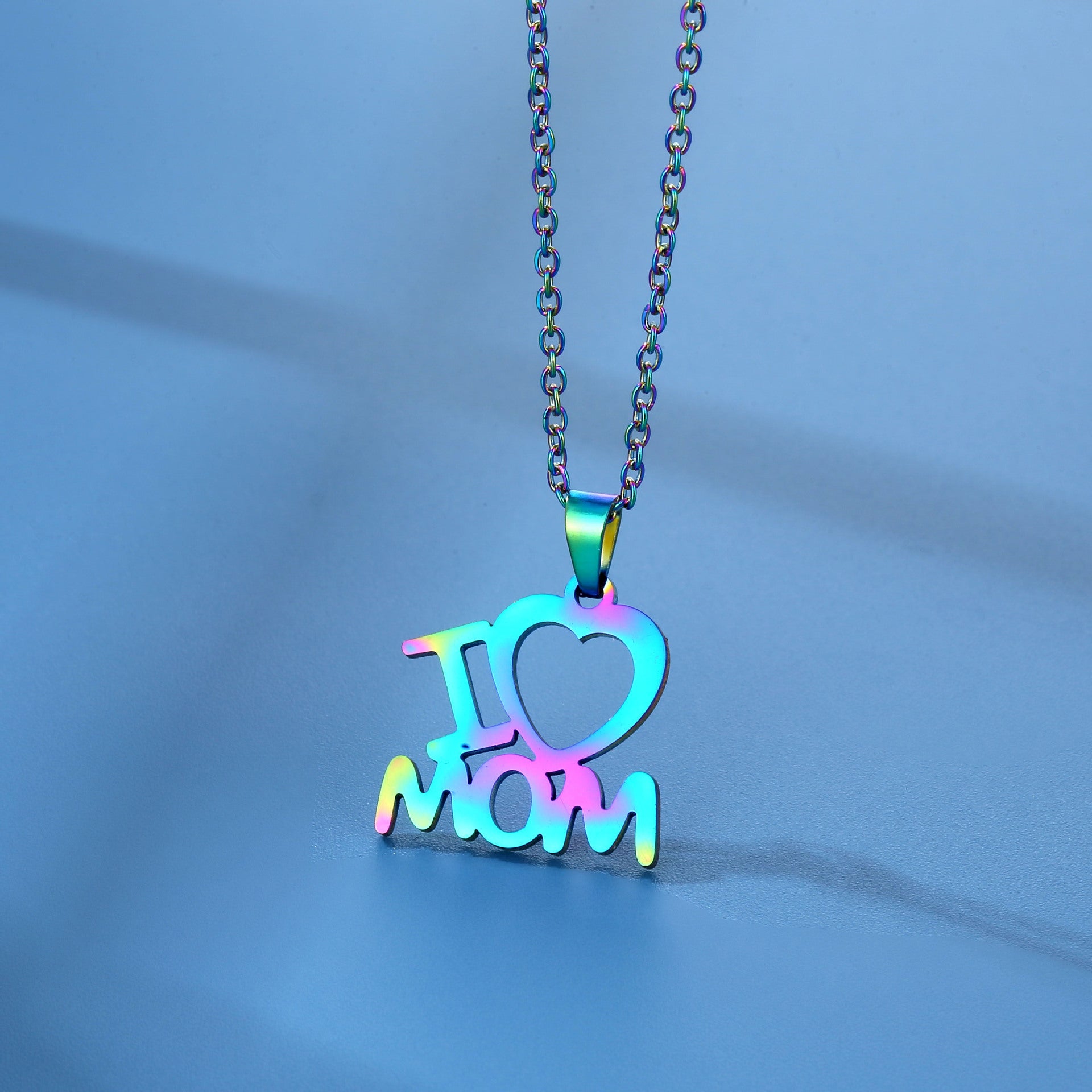 Wholesale Titanium Steel MOM Pendant Stainless Steel Earrings Necklace Set Mother's Day ACC-ES-MinM022