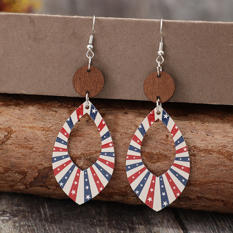 Wholesale Ethnic style hollow geometric five-pointed star American Independence Day acrylic earrings
