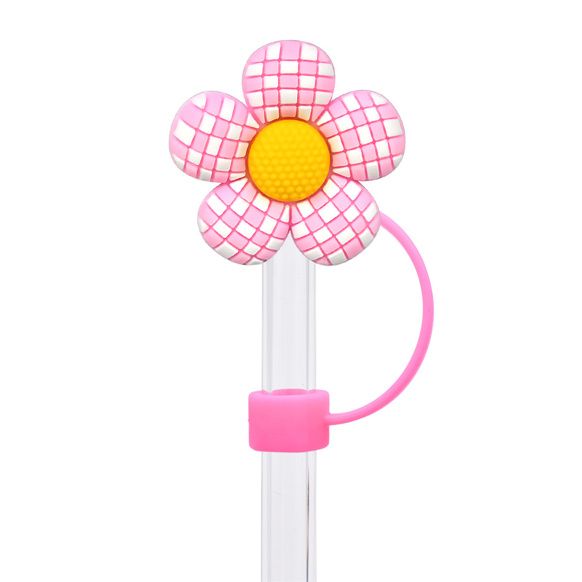 Wholesale Random 100pcs Flower Series 10mm PVC Soft Straw Tube Cap