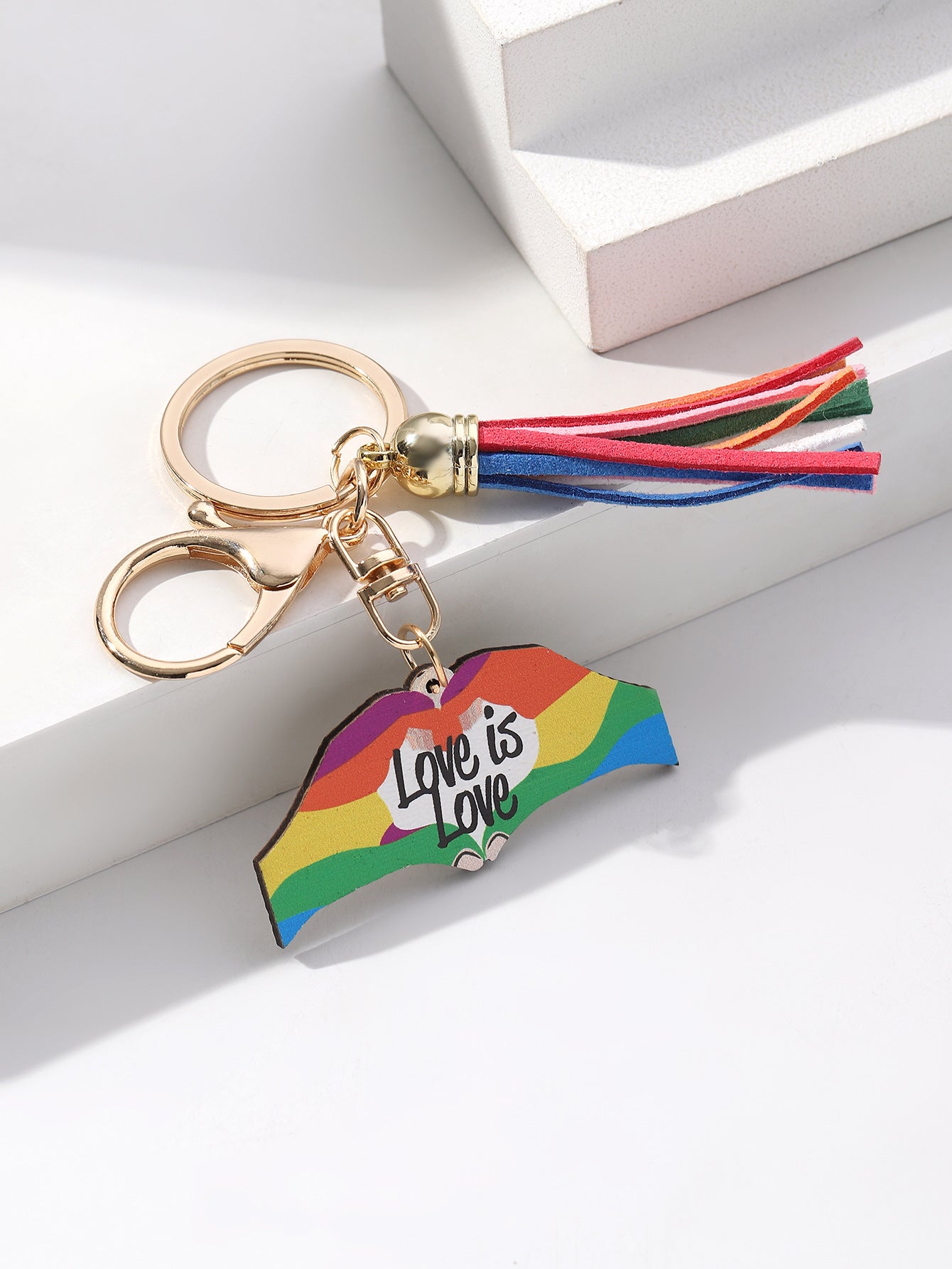 Wholesale LGBT Pride Month Rainbow Tassel Wooden Keychain ACC-KC-RongR041