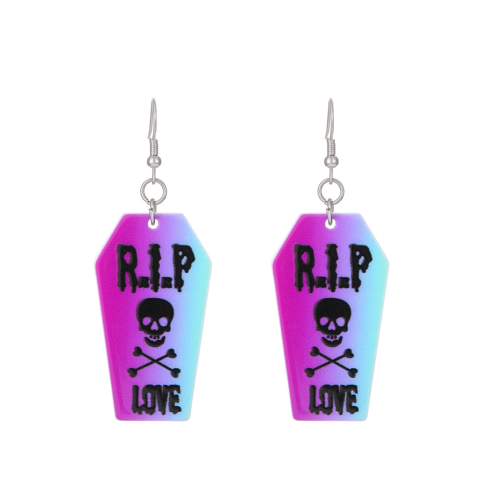 Wholesale  Acrylic Heart Skeleton Dangle Earrings for Women Party Wear Fashion Accessory