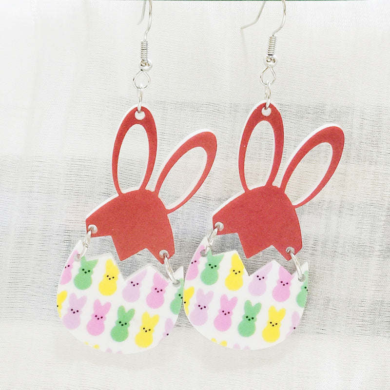 Wholesale 10pcs Easter Acrylic Colorful Cartoon Cute Bunny Earrings