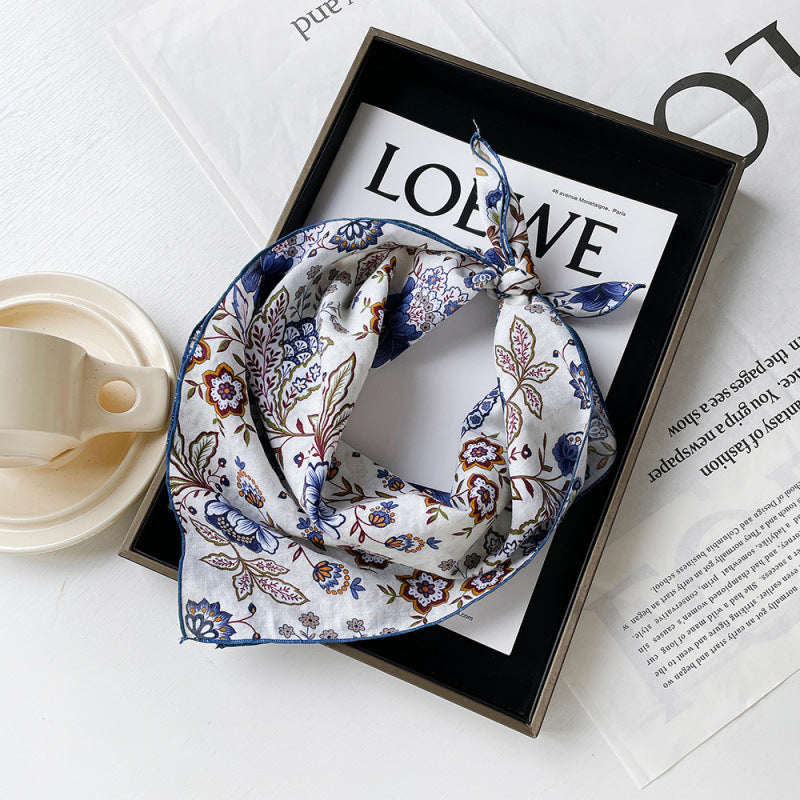 Wholesale Cotton blue cashew scarf small square scarf