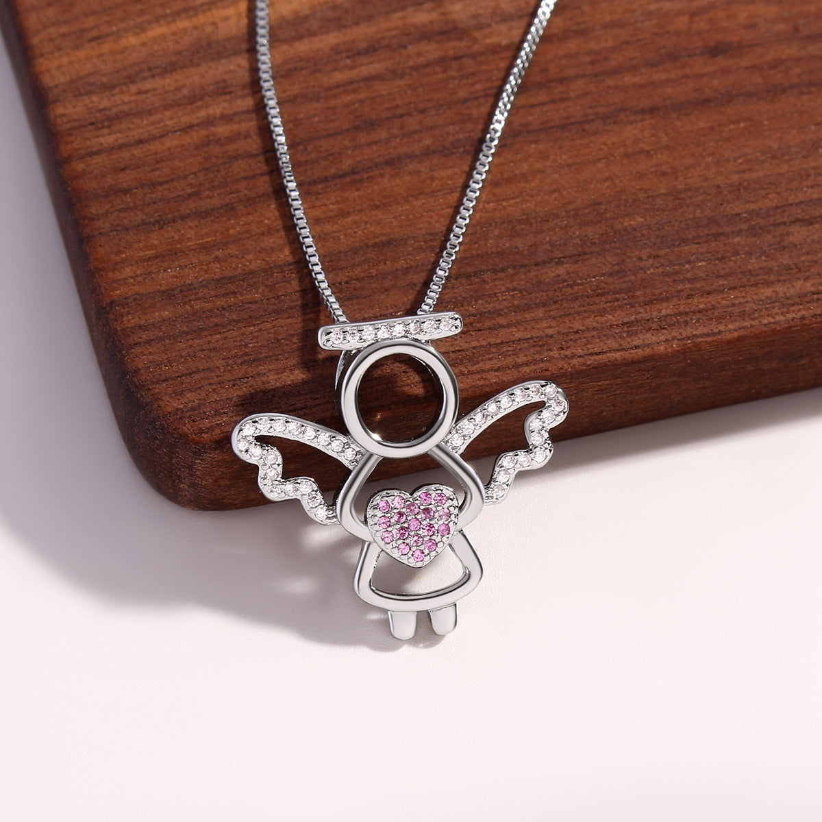 Wholesale Zirconium Inlaid Heart Angel Necklace ACC-NE-BaiTian003