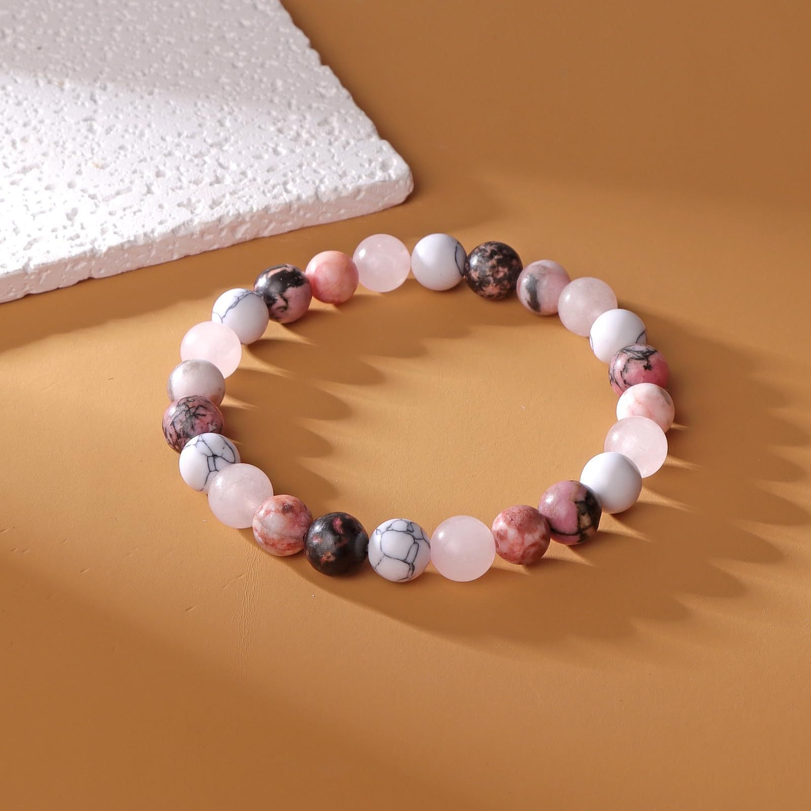 Wholesale Chic Natural Stone Bracelet Pink Zebra &  Quartz Beads Fashion Jewelry Accessory for Everyday Wear