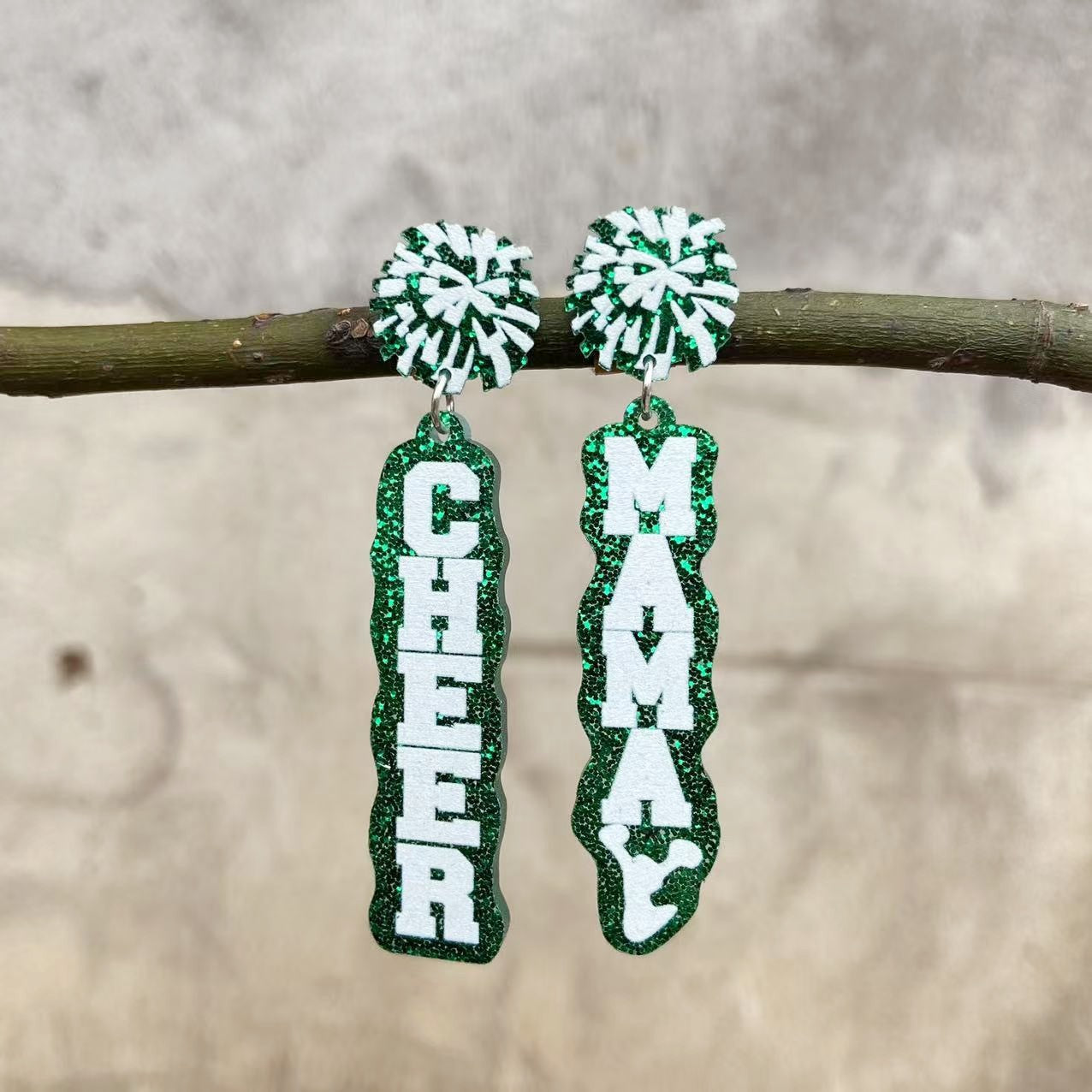 Wholesale Mother's Day Printed Earrings Glitter Cheer Mama Letters Holiday Gift Earrings