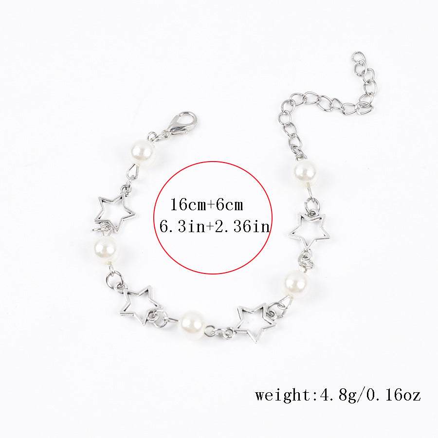 Wholesale Retro Star Pearl Bracelet Punk Hollow Design Stylish Jewelry Accessory For Gift