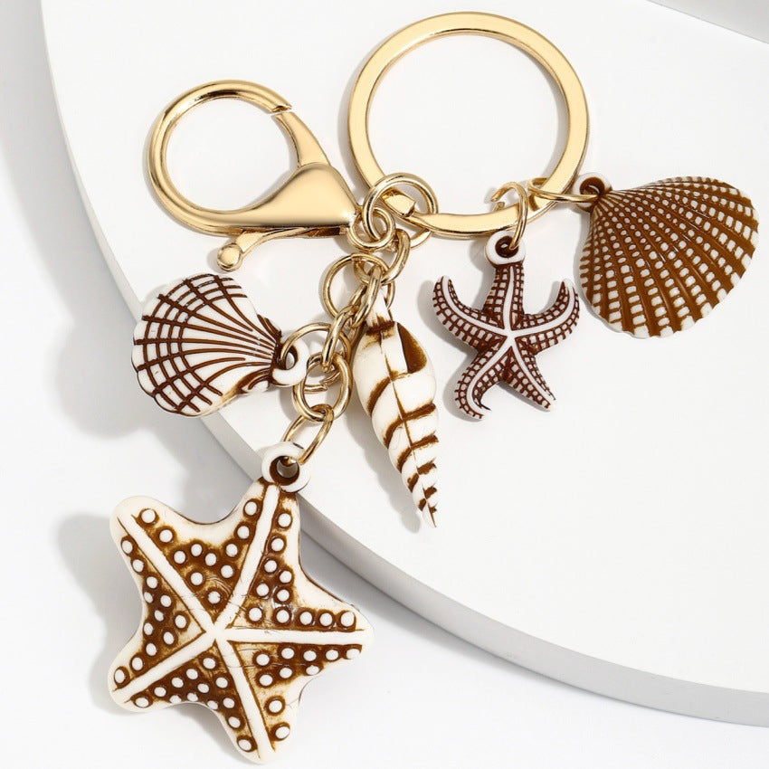 Wholesale Resin Starfish Seashell Ocean Series Keychain Pendant Fashion Bag Charm Wedding Gift
