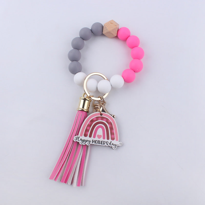 Wholesale Silicone Beaded Tassel Wrist Keychain ACC-KC-GuangTian012