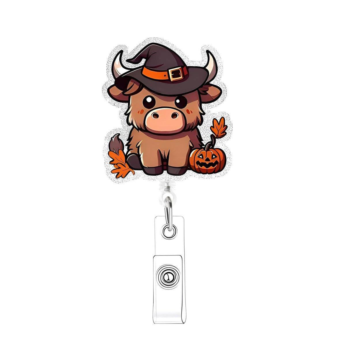 Wholesale retractable buckle name tag  acrylic cow Badge Reels