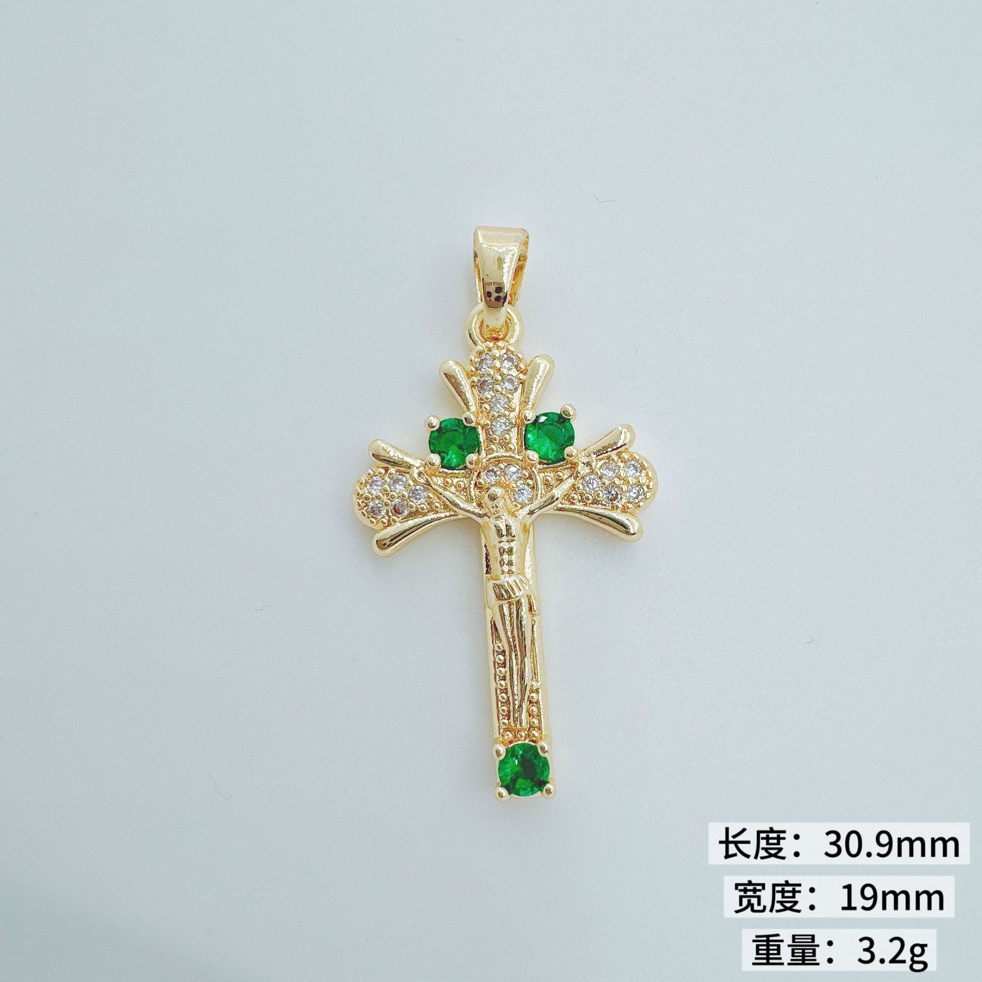 Wholesale Retro Cross Pendant Necklace Gold Plated Copper Zirconium Stylish Jewelry Accessory