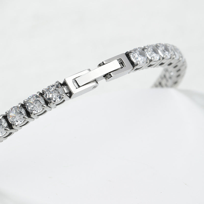 Wholesale  gradient zircon bracelet 4MM stainless steel polished jewelry