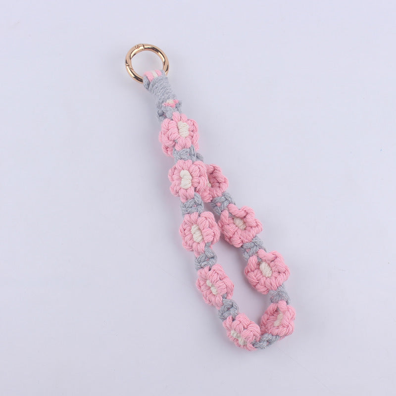 Wholesale Handmade Weaving Cotton Cord Daisy Keychain ACC-KC-GuangTian019