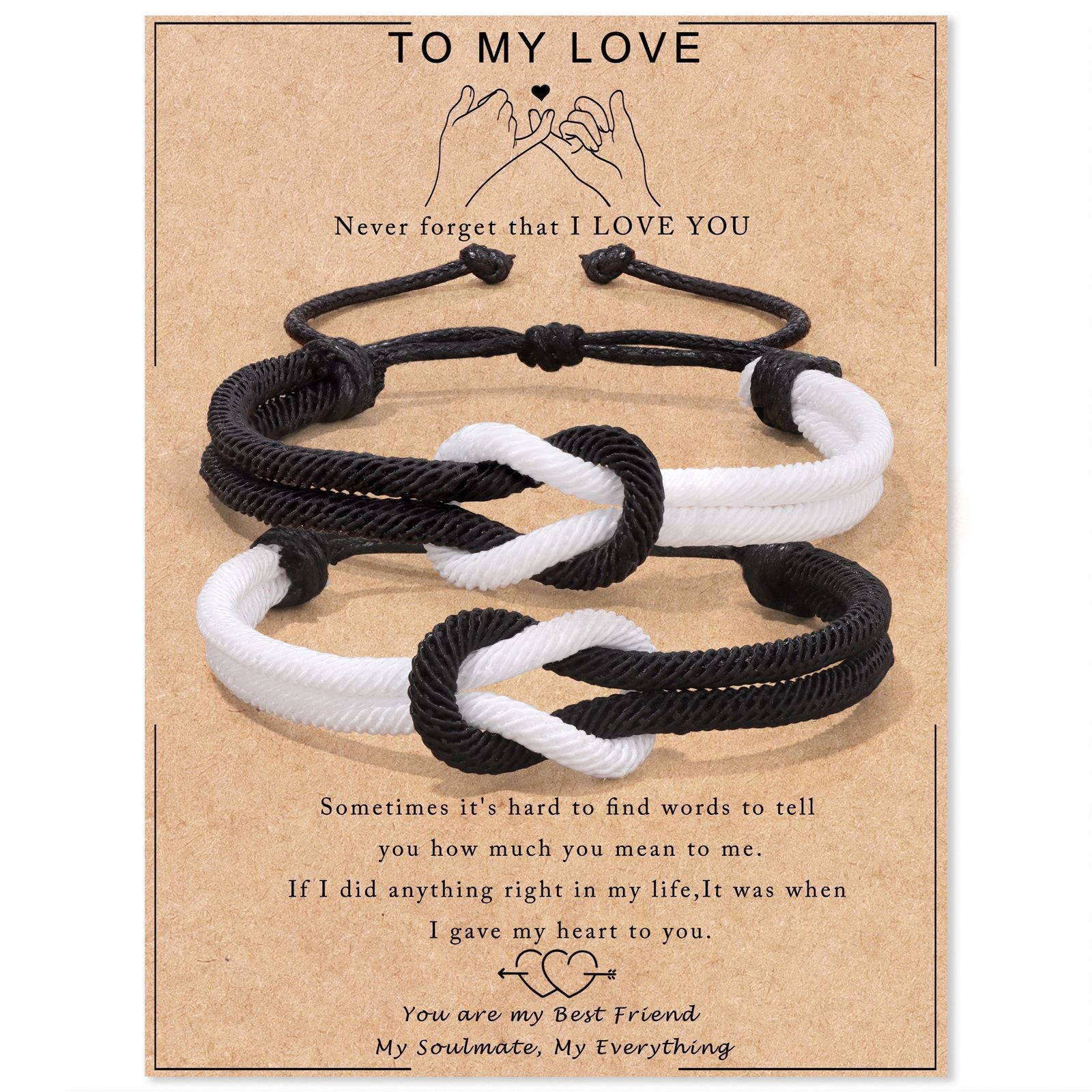 Wholesale black and white 8-shaped Milanese rope Valentine's Day bracelet set