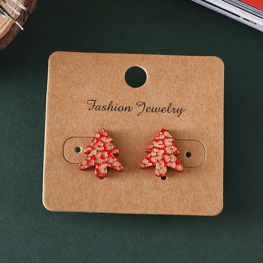 Wholesale Christmas Wood Carved Creative Earrings