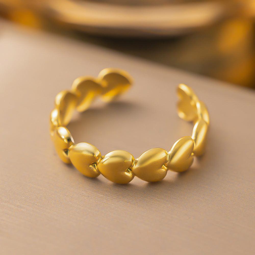 Wholesale Steel Bead Titanium Steel Open Ring Pinky Ring ACC-RS-Qinji001