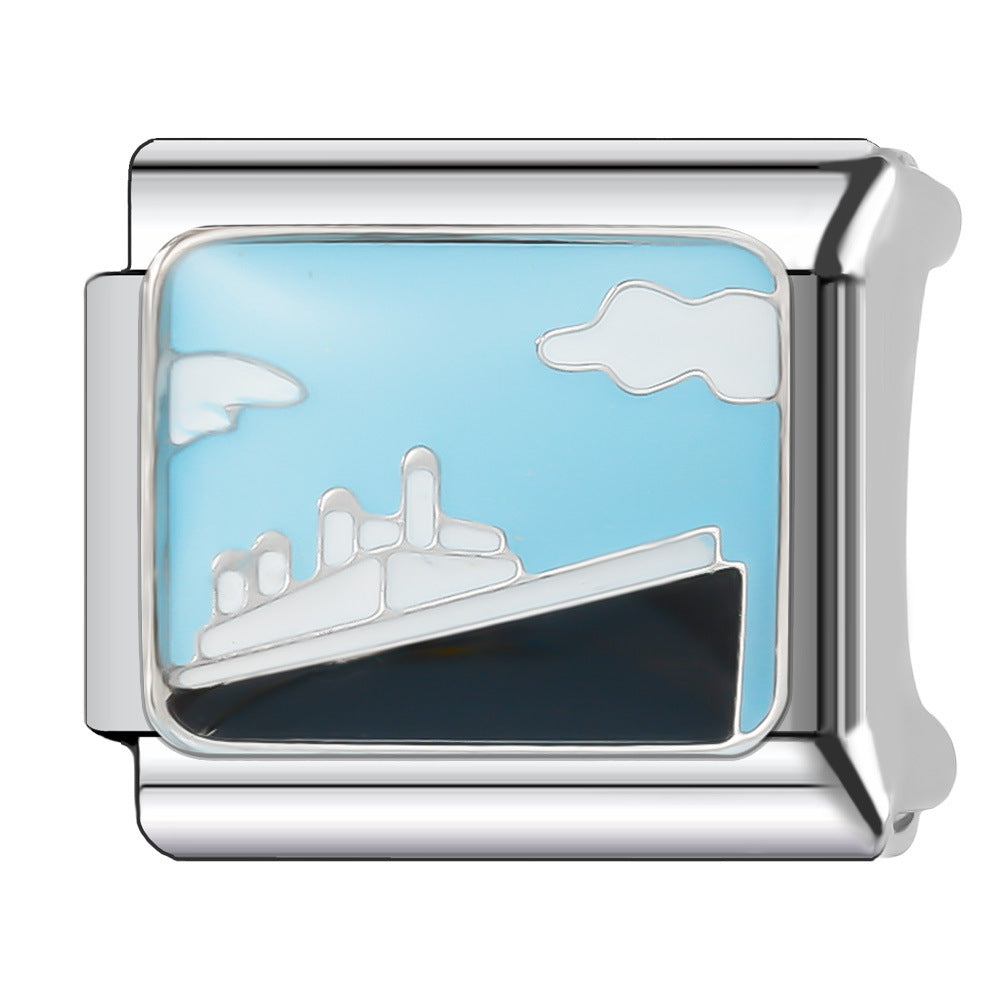 Wholesale Italian Charm Bracelet 9mm DIY Splicing Creative Pattern Stainless Steel Composable Bracelet