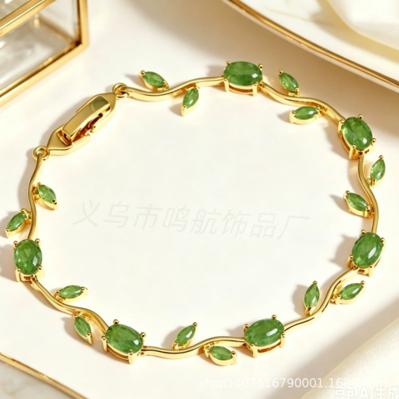 Wholesale Trendy Leaf Design Rhinestone Bracelet,  Fashion Accessory for Everyday Wear or Boutique Resale
