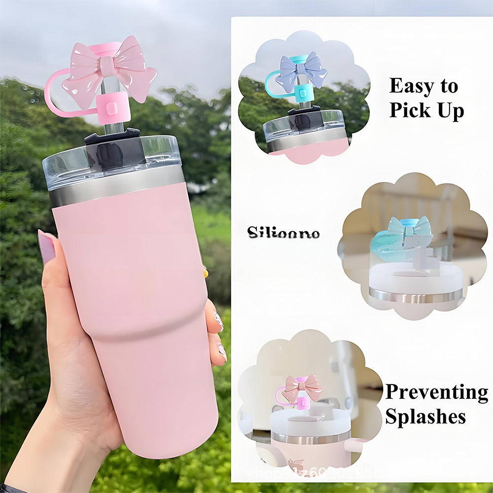 Wholesale  Cute Bow 10mm PVC Soft Straw Tube Cap