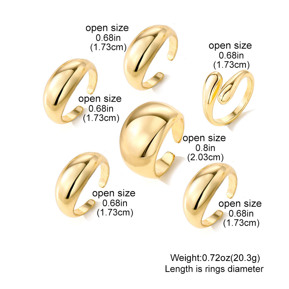 Wholesale  geometric UV plating  material spherical 4-piece set of irregular ring