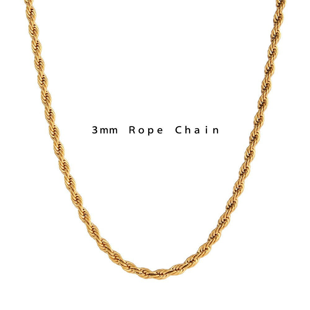 Wholesale Stainless Steel Necklace Plated 18K Twist Chain Necklaces Gold Chain ACC-NE-MengJ008