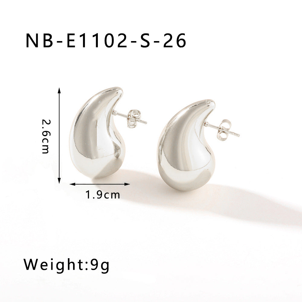 Wholesale Hollow Water Drop Earrings 18K Gold Plated Glossy Stainless Steel Earrings ACC-ES-Xiny011