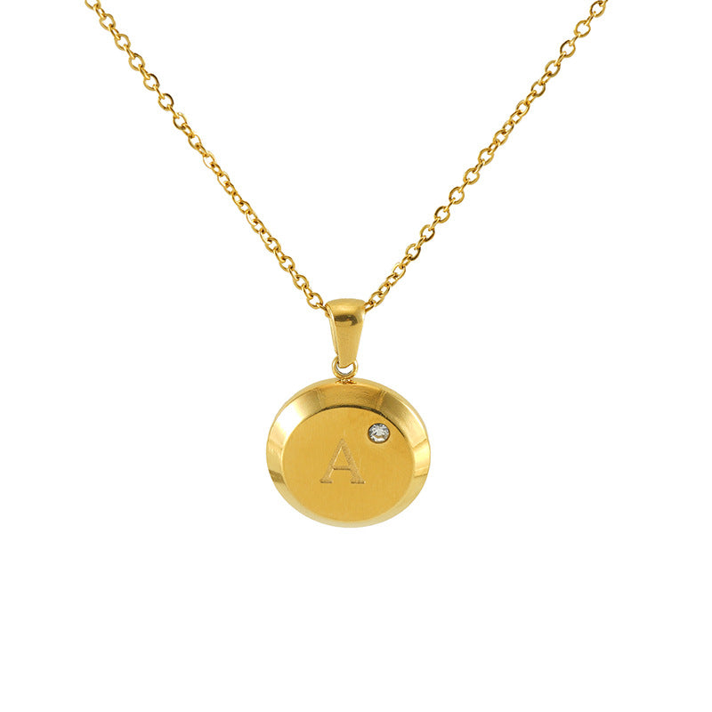 Wholesale Stainless Steel 26 Letter Diamond Necklace