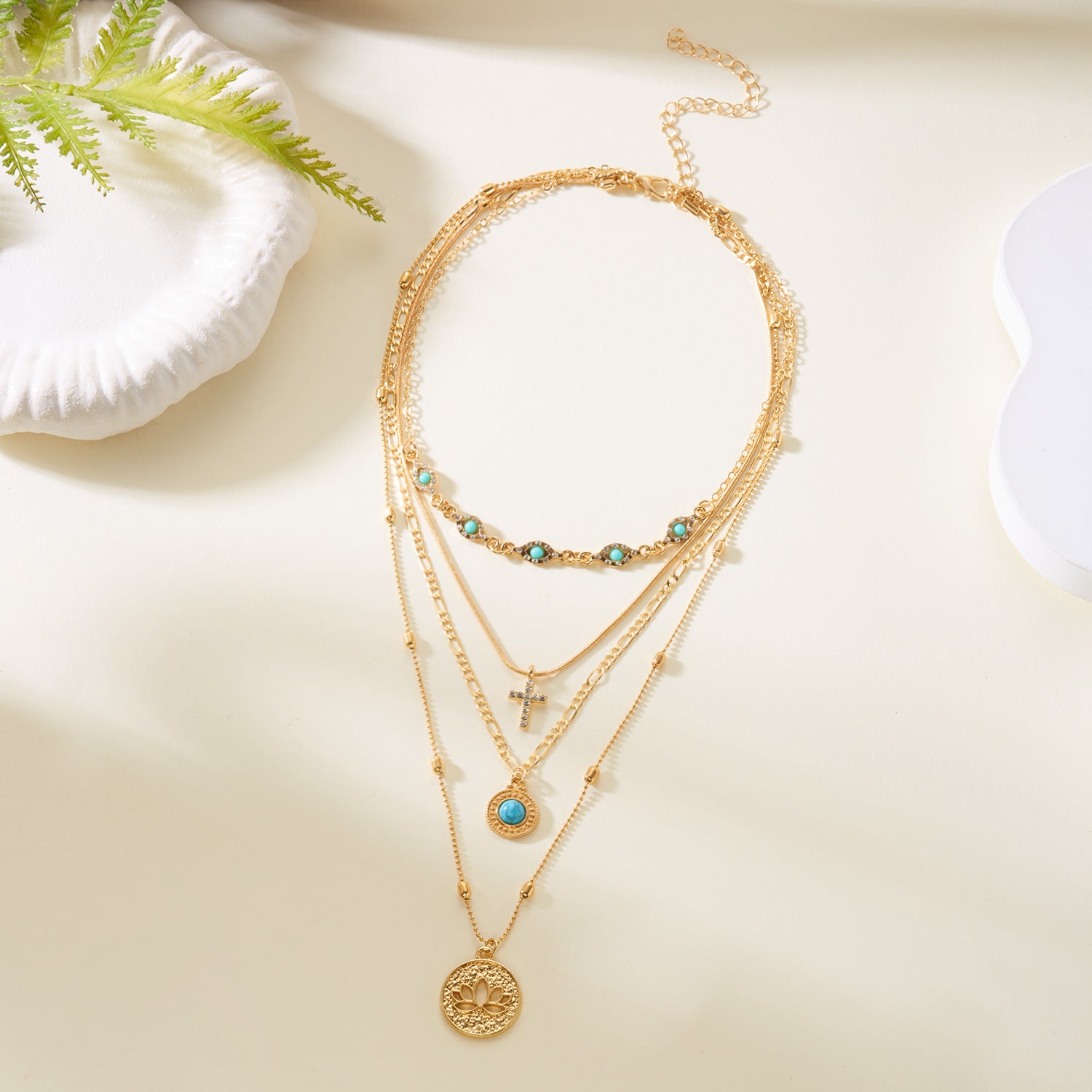 Wholesale Multi-Layer Chain Clavicle Chain cross Diamond Sweater Necklace