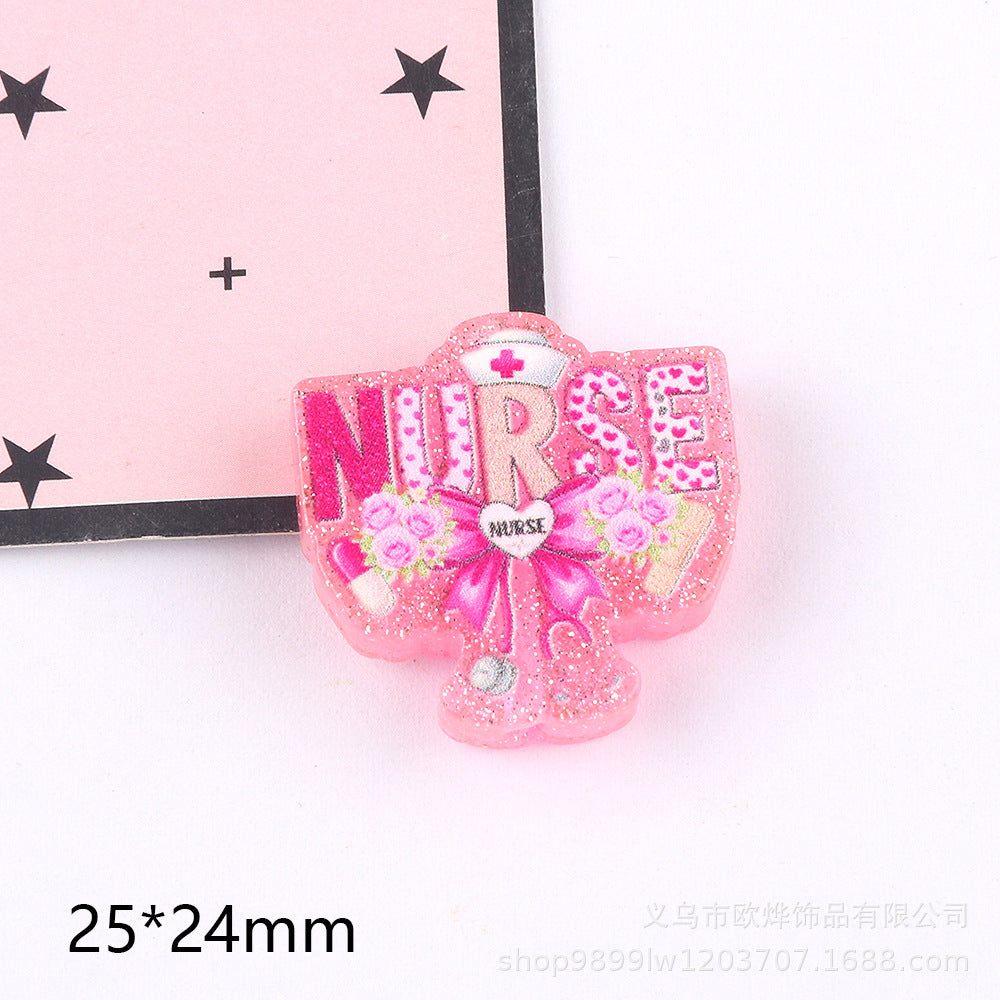 Wholesale 5pcs Acrylic Bow Straight Hole Cartoon Beads