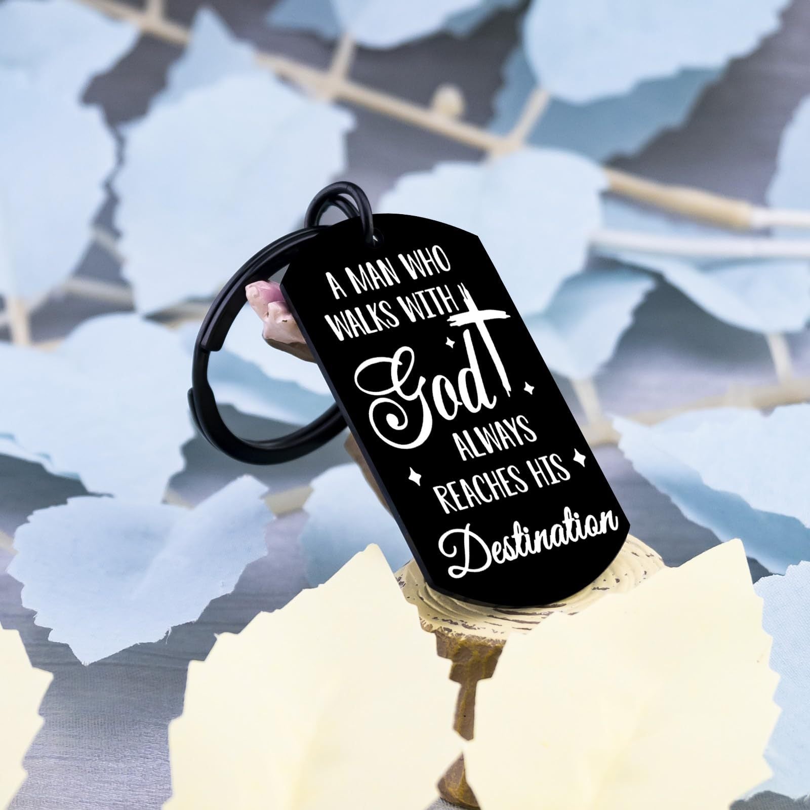 Wholesale Stainless steel military tag keychain cross - a commemorative Christmas gift for friends.