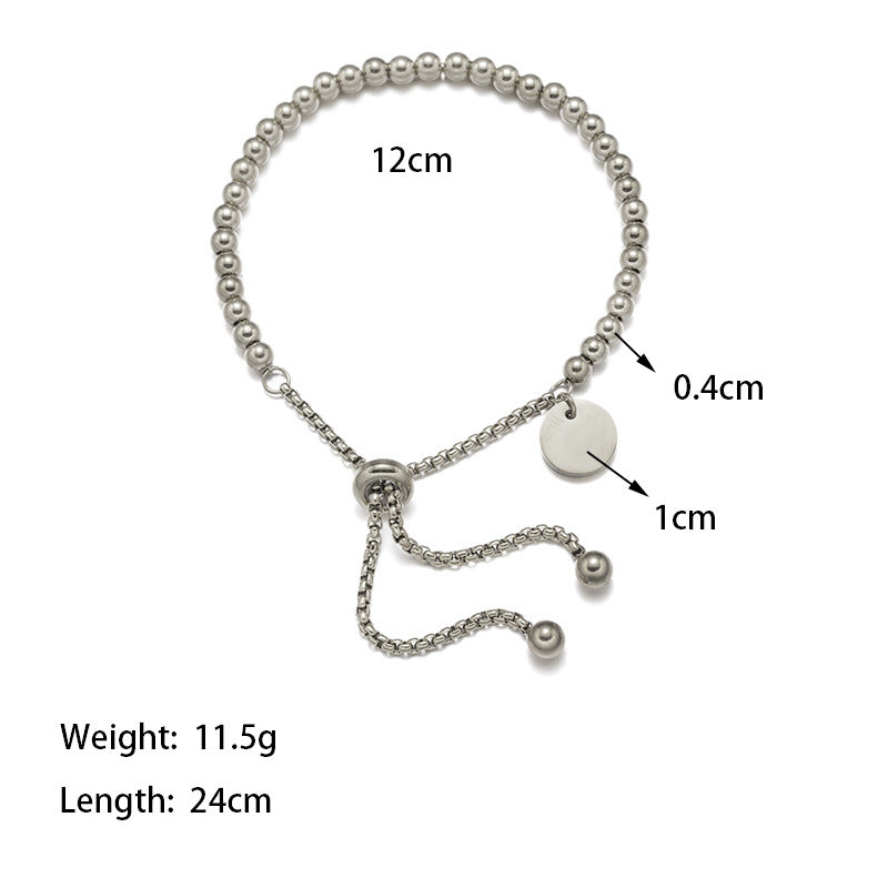 Wholesale Fashion Round Tag Adjustable Titanium Steel Bracelets ACC-BT-Tais003