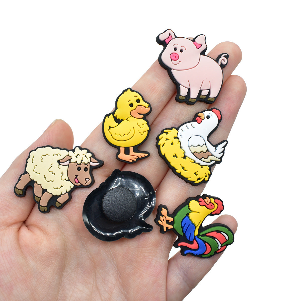 Decorazione casuale all'ingrosso della fibbia della scarpa in gomma morbida in PVC da fattoria da 100 pezzi