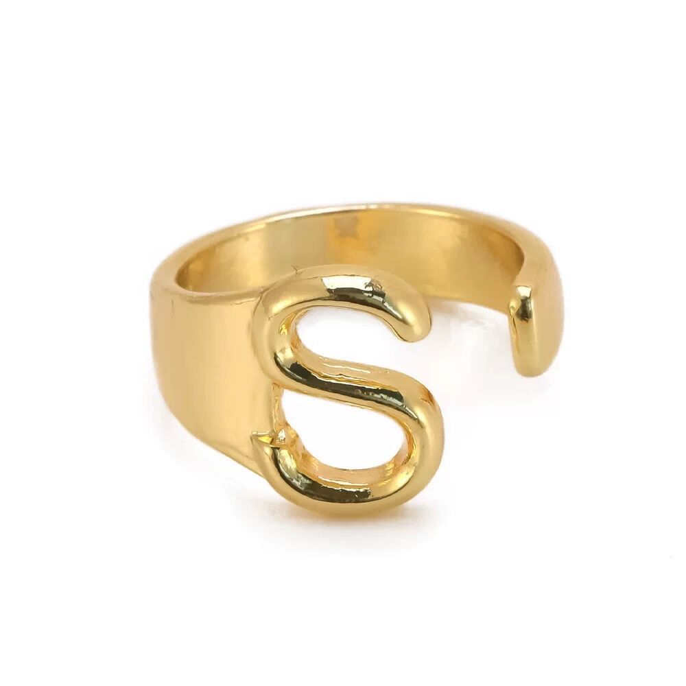 Wholesale English Letter Ring Open Adjustable Ring ACC-RS-TuCai001