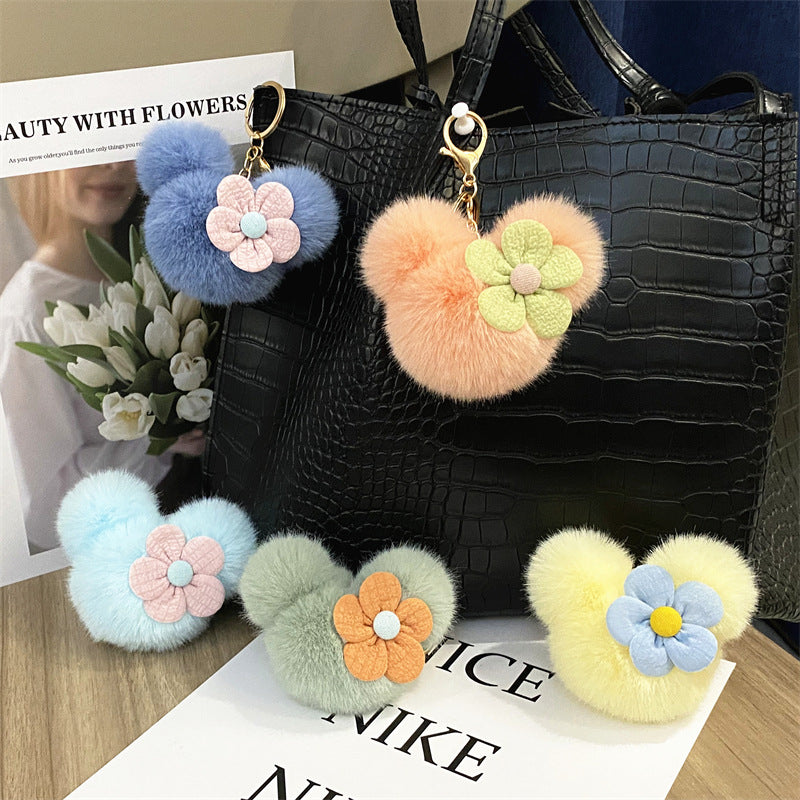 Wholesale Trendy Cartoon Mouse Head Plush Keychain Bag Charm Car Key Accessory Party Gift
