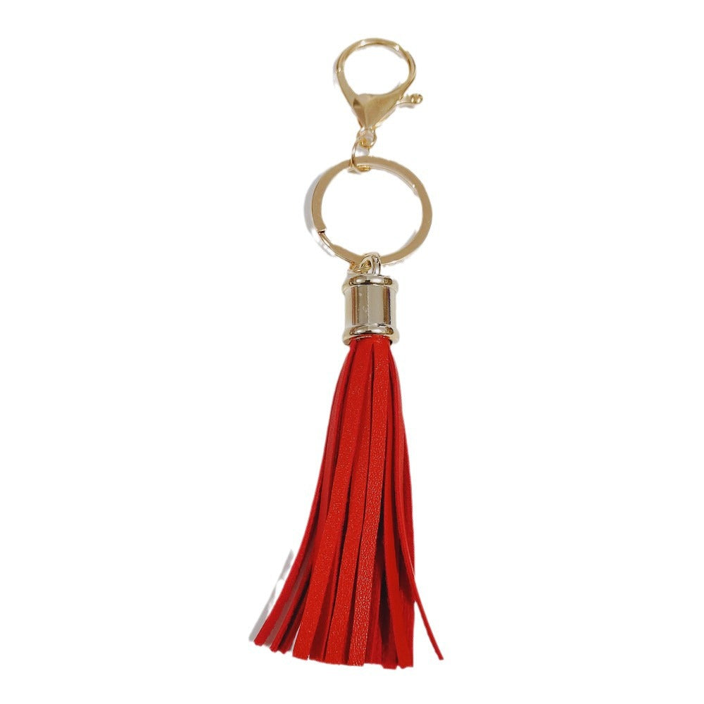 Wholesale Leopard Color Leather Tassel Keychain