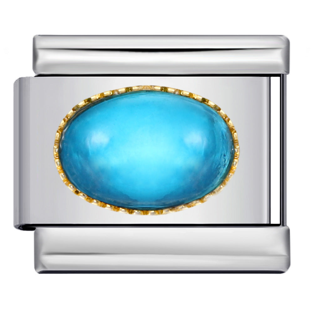 Wholesale Italian Charm Bracelet 9mm DIY Splicing Removable Micro-paved Oval Color Stone Stainless Steel Composable Bracelet