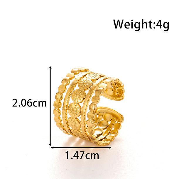 Wholesale Titanium steel  oval hollow ring geometric adjustment  ring