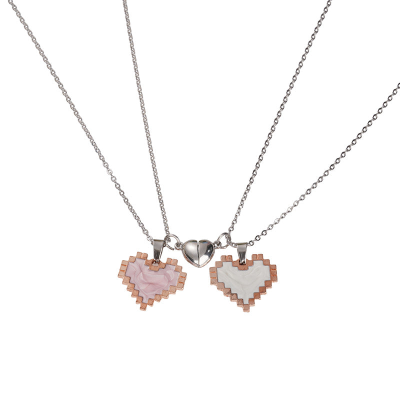 Wholesale Couple Heart Inlaid Magnetic Valentine's Day Necklace
