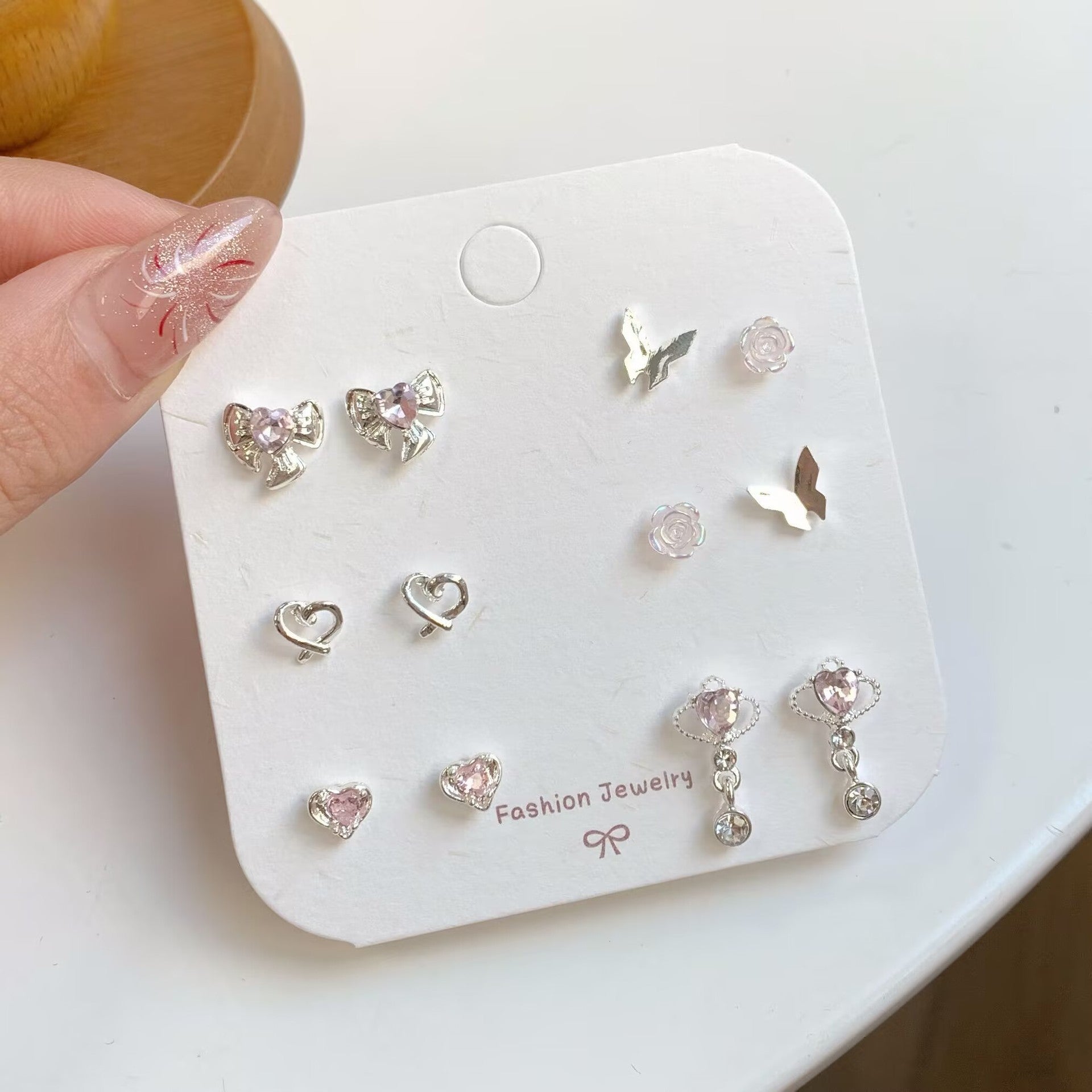 Wholesale Sweet and fresh silver needle small floral and fruit earrings